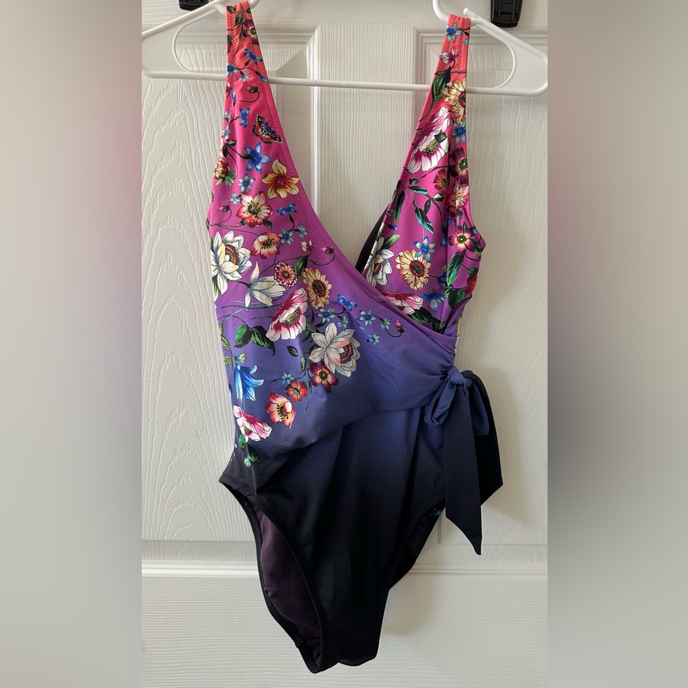 JOHNNY WAS Ombre Garden Wrap One Piece Swimsuit NWT